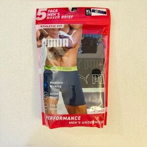 Puma Men's Athletic Boxer Briefs 5-Pack - Black, Blue, Gray